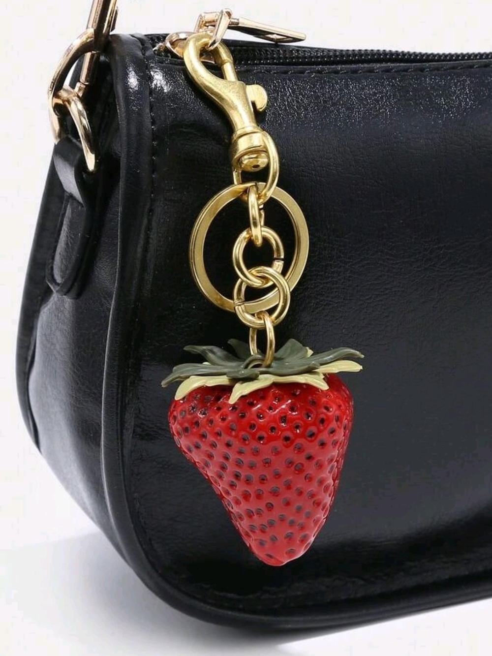 Red Strawberry Charm and Gold Hardware